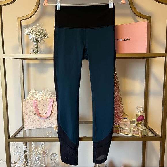 lululemon athletica Pants - Lululemon Full Length Teal/Black Leggings Size 4